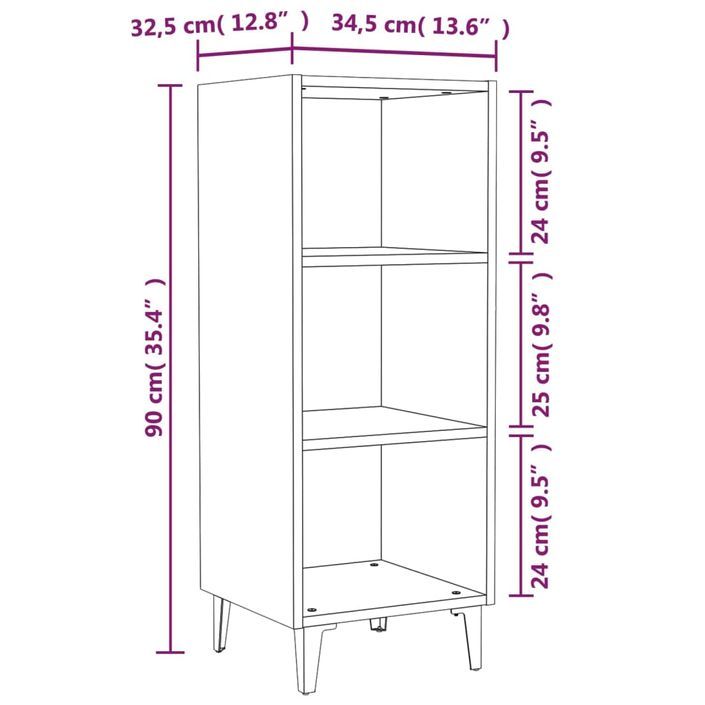 Buffet Gris béton 34,5x32,5x90 cm Bois d'ingénierie - Photo n°7