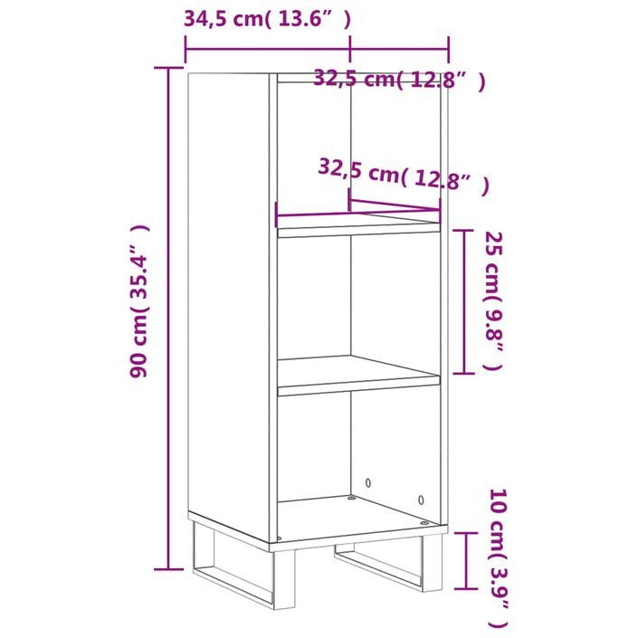 Buffet gris béton 34,5x32,5x90 cm bois d'ingénierie - Photo n°9