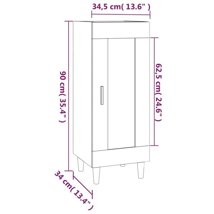 Buffet Gris béton 34,5x34x90 cm Bois d'ingénierie - Photo n°9