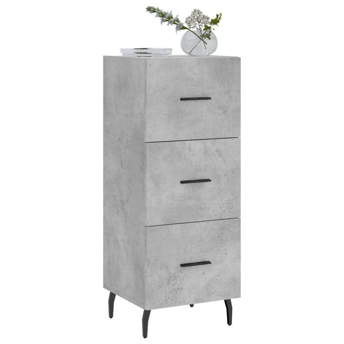 Buffet Gris béton 34,5x34x90 cm Bois d'ingénierie - Photo n°3