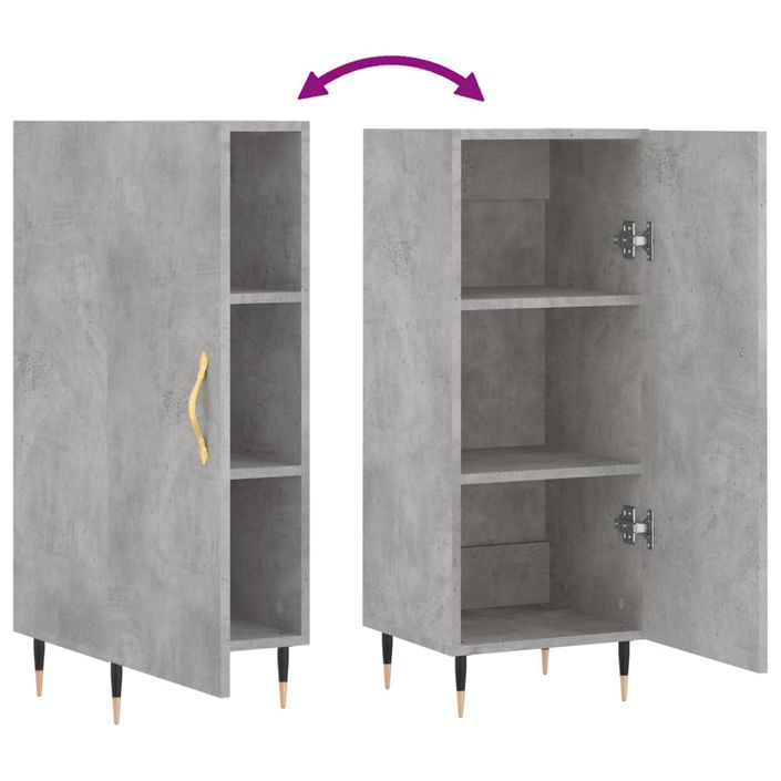 Buffet Gris béton 34,5x34x90 cm Bois d'ingénierie - Photo n°9