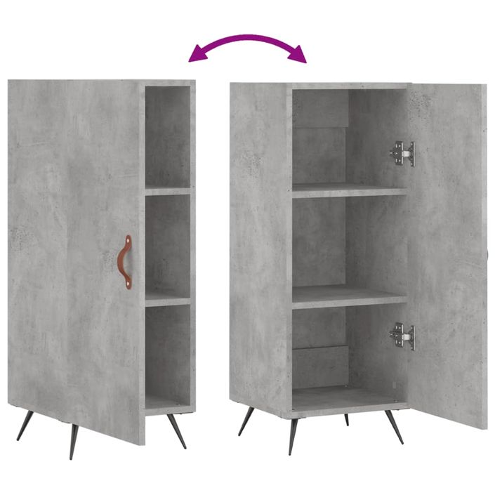 Buffet Gris béton 34,5x34x90 cm Bois d'ingénierie - Photo n°9