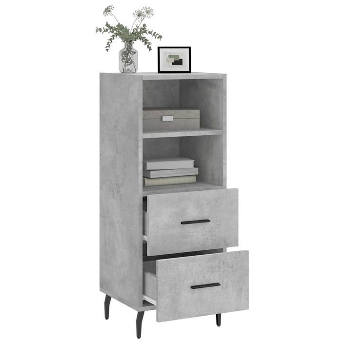 Buffet Gris béton 34,5x34x90 cm Bois d'ingénierie - Photo n°4