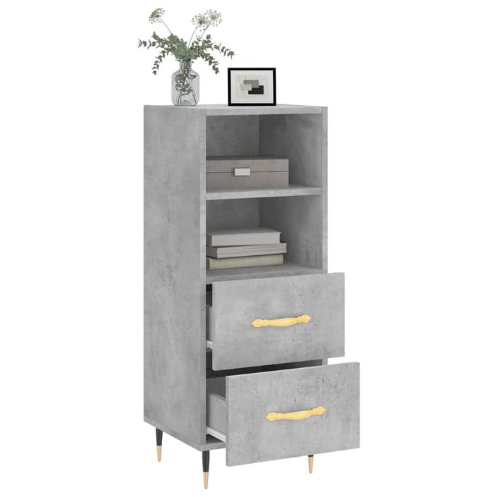 Buffet Gris béton 34,5x34x90 cm Bois d'ingénierie - Photo n°4