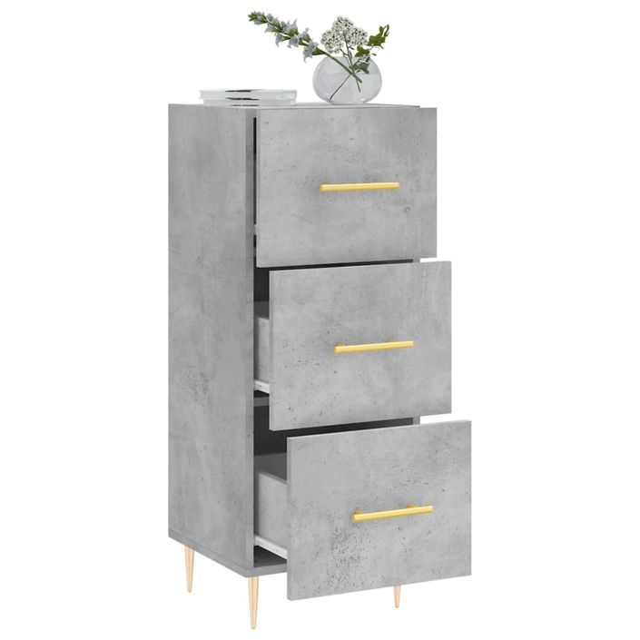 Buffet Gris béton 34,5x34x90 cm Bois d'ingénierie - Photo n°4