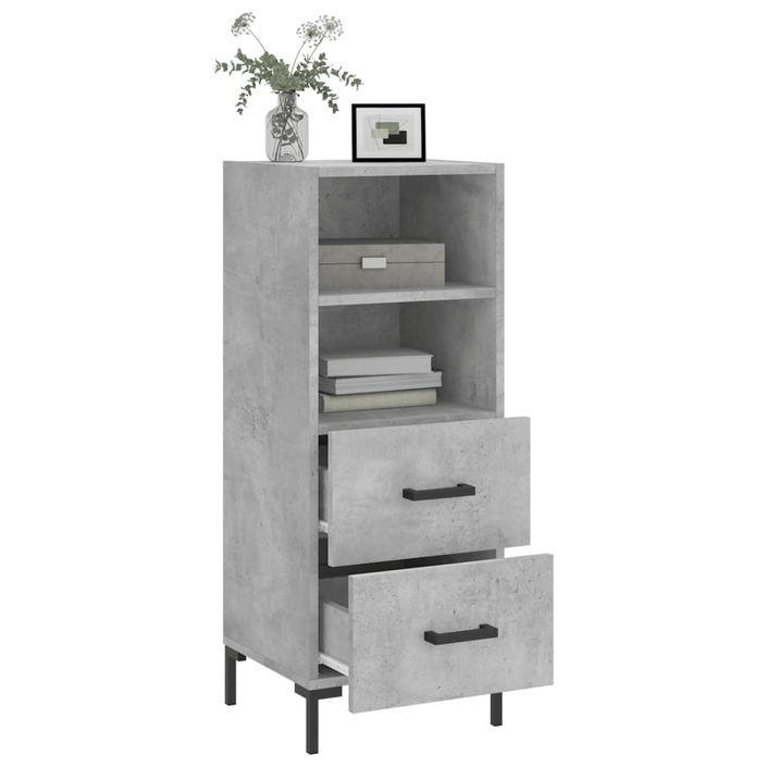 Buffet Gris béton 34,5x34x90 cm Bois d'ingénierie - Photo n°4