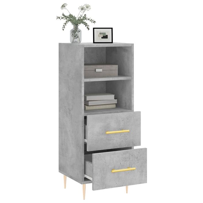 Buffet Gris béton 34,5x34x90 cm Bois d'ingénierie - Photo n°4