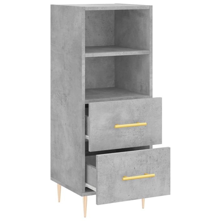 Buffet Gris béton 34,5x34x90 cm Bois d'ingénierie - Photo n°5