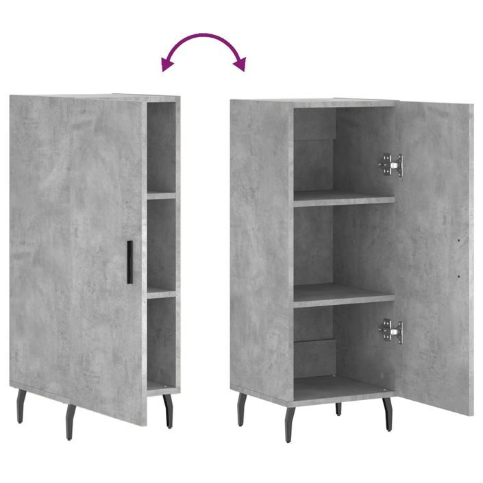 Buffet Gris béton 34,5x34x90 cm Bois d'ingénierie - Photo n°9