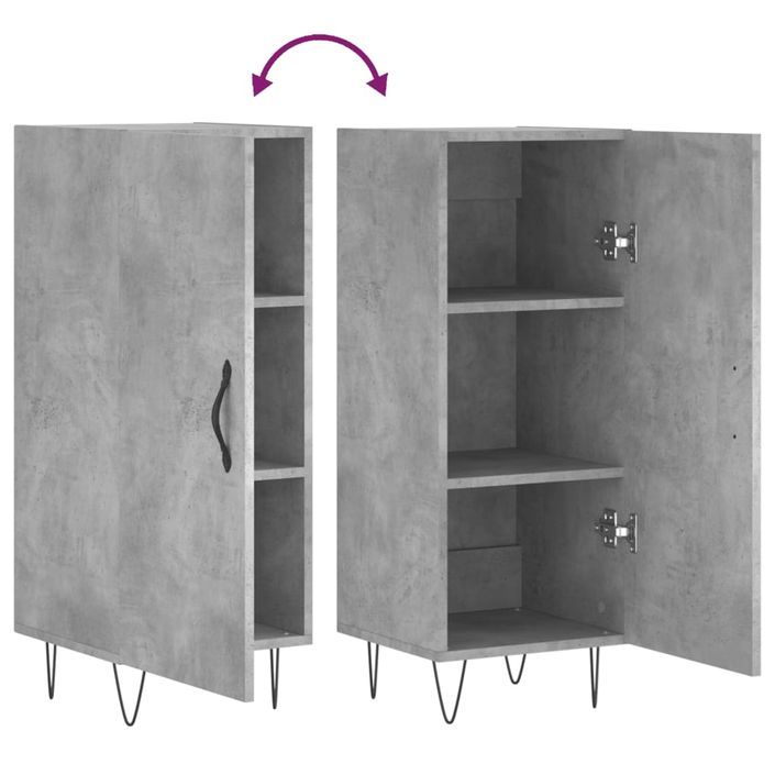 Buffet Gris béton 34,5x34x90 cm Bois d'ingénierie - Photo n°9