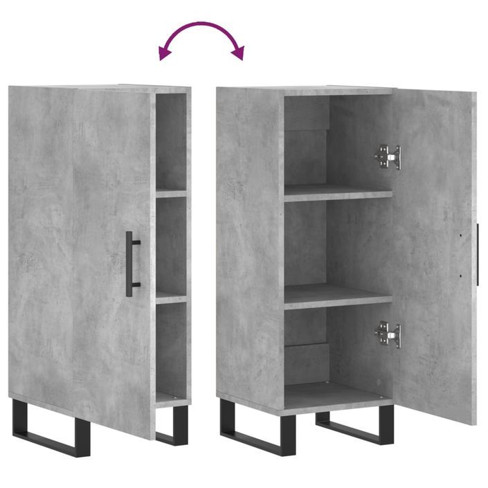 Buffet Gris béton 34,5x34x90 cm Bois d'ingénierie - Photo n°9