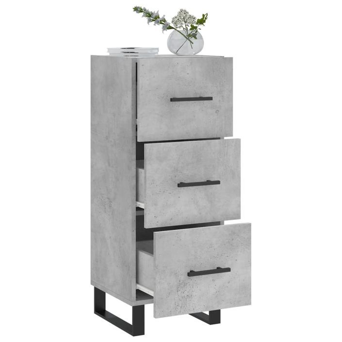 Buffet Gris béton 34,5x34x90 cm Bois d'ingénierie - Photo n°4