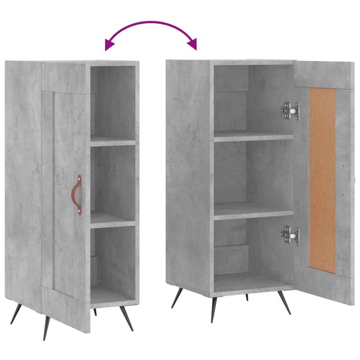 Buffet Gris béton 34,5x34x90 cm Bois d'ingénierie - Photo n°9