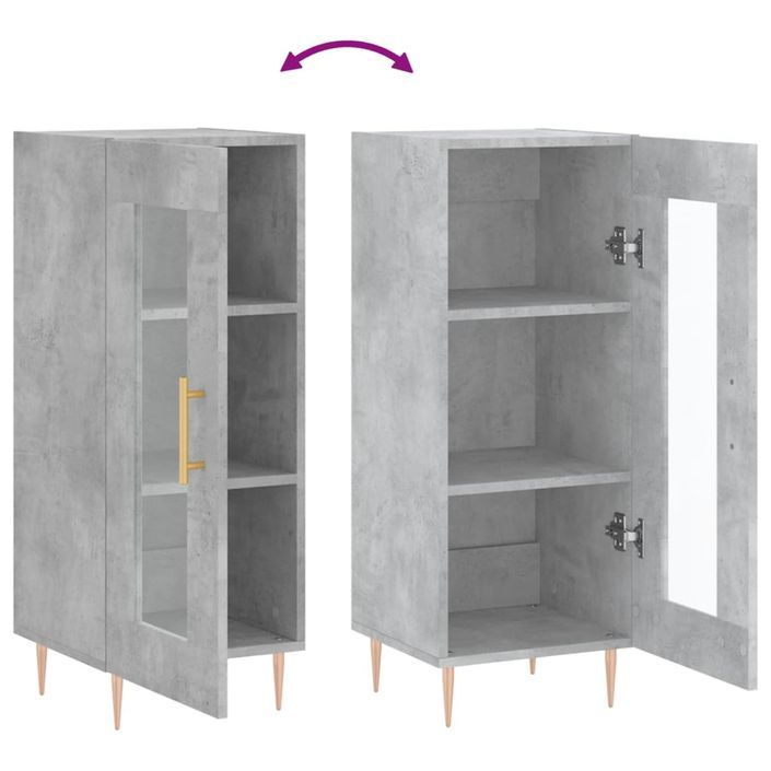 Buffet Gris béton 34,5x34x90 cm Bois d'ingénierie - Photo n°9