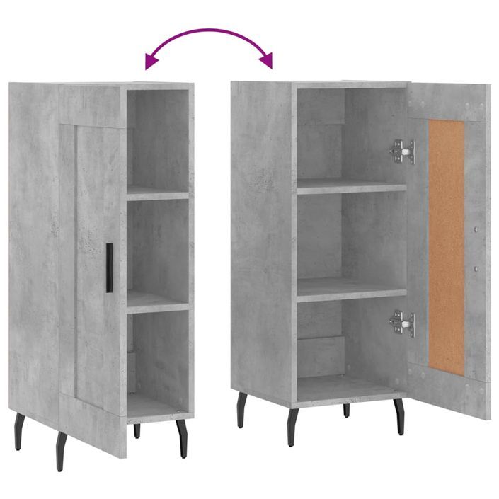 Buffet Gris béton 34,5x34x90 cm Bois d'ingénierie - Photo n°9