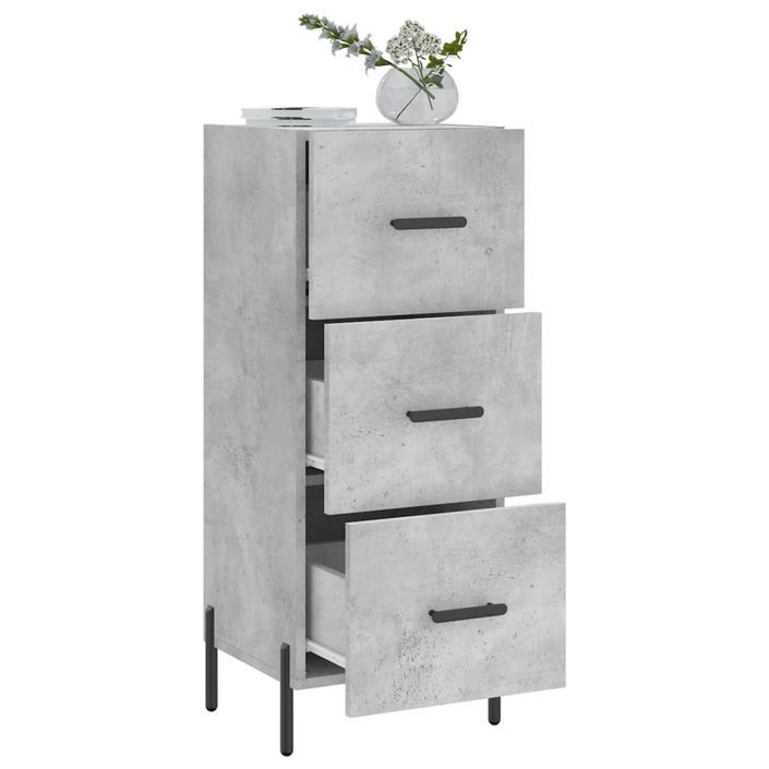 Buffet Gris béton 34,5x34x90 cm Bois d'ingénierie - Photo n°4