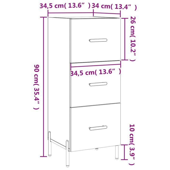 Buffet Gris béton 34,5x34x90 cm Bois d'ingénierie - Photo n°12