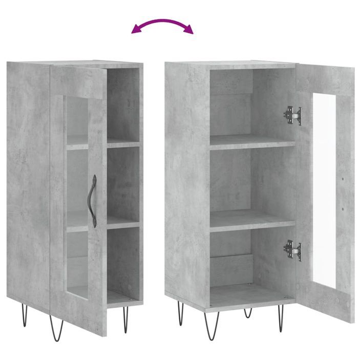 Buffet Gris béton 34,5x34x90 cm Bois d'ingénierie - Photo n°9