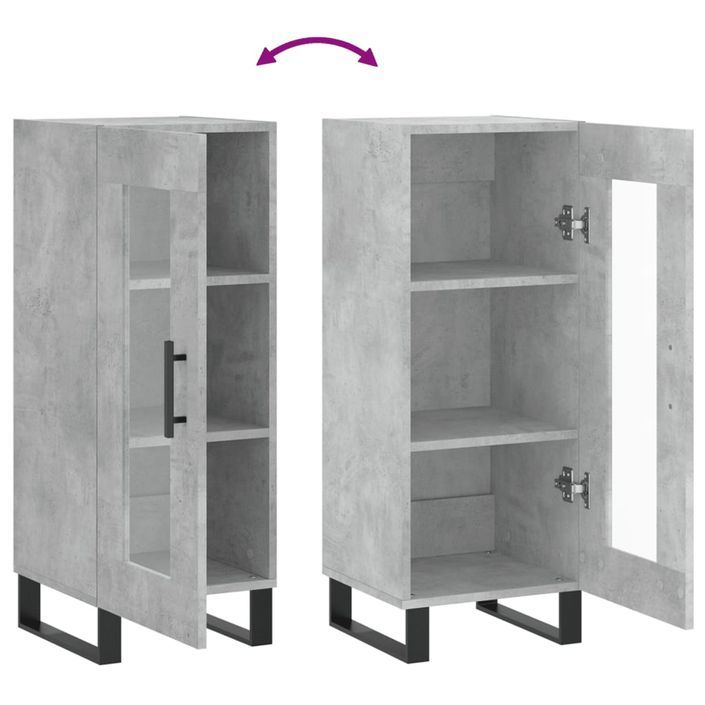 Buffet Gris béton 34,5x34x90 cm Bois d'ingénierie - Photo n°9