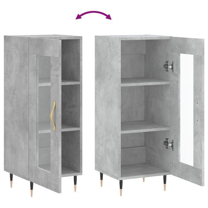 Buffet Gris béton 34,5x34x90 cm Bois d'ingénierie - Photo n°9