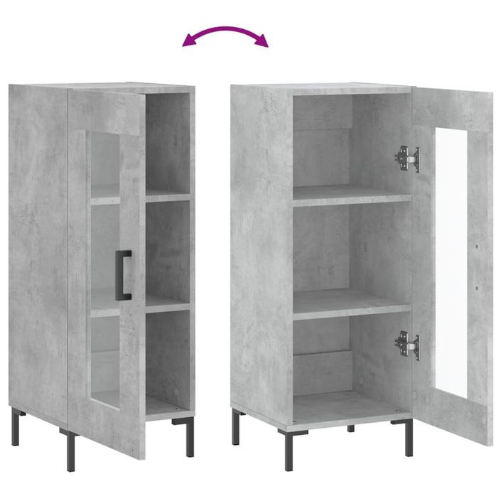 Buffet Gris béton 34,5x34x90 cm Bois d'ingénierie - Photo n°9