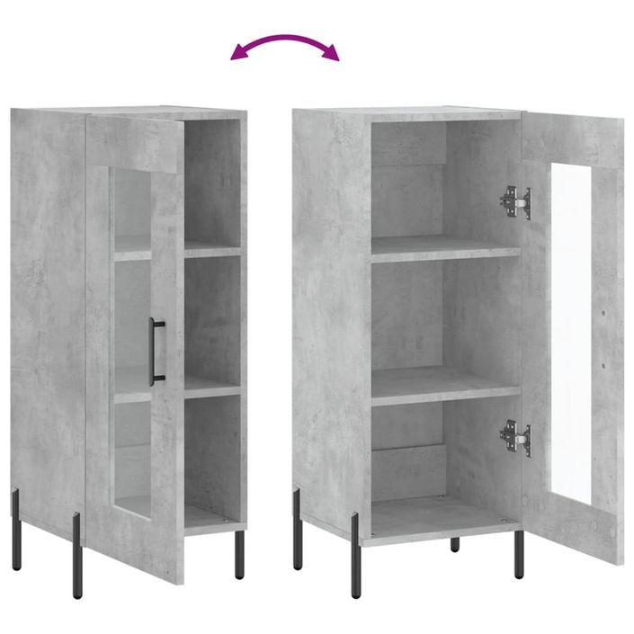 Buffet Gris béton 34,5x34x90 cm Bois d'ingénierie - Photo n°9