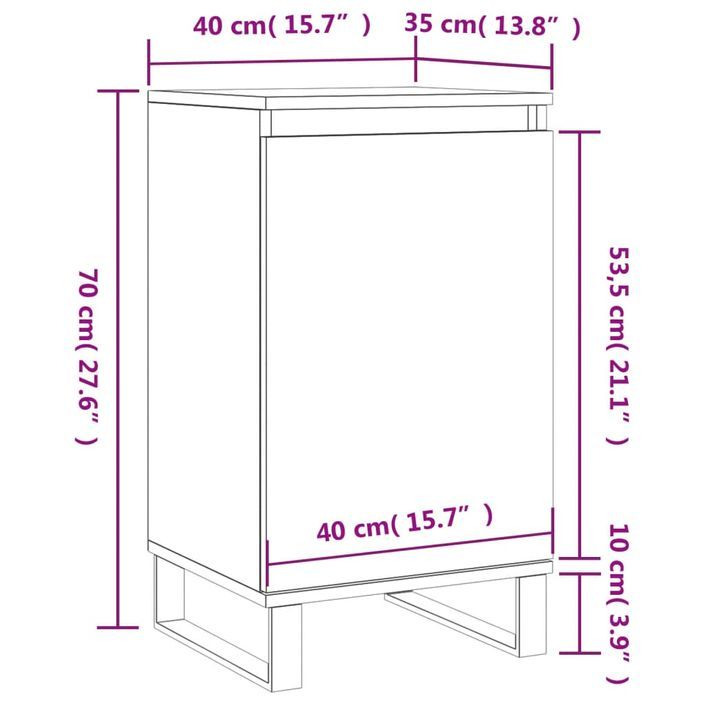 Buffet gris béton 40x35x70 cm bois d'ingénierie - Photo n°12