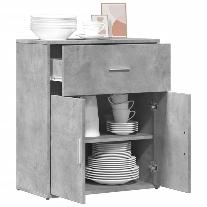 Buffet gris béton 60x31x70 cm bois d'ingénierie - Photo n°4