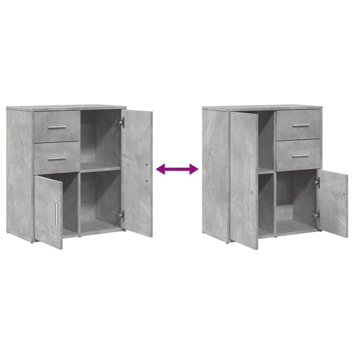 Buffet gris béton 60x31x70 cm bois d'ingénierie - Photo n°9