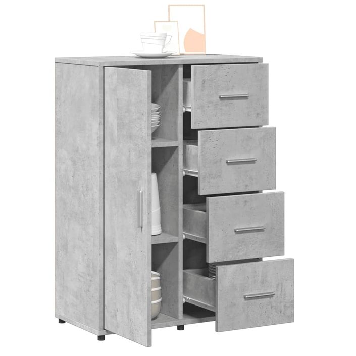 Buffet gris béton 60x31x84 cm bois d'ingénierie - Photo n°4