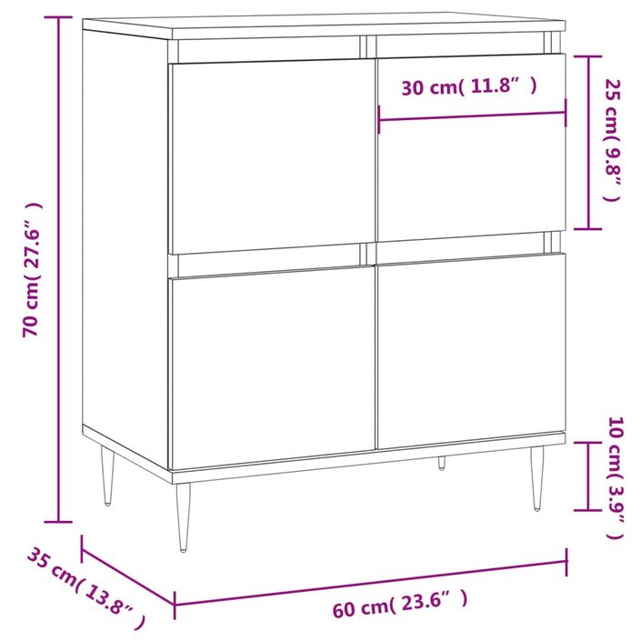 Buffet Gris béton 60x35x70 cm Bois d'ingénierie - Photo n°11