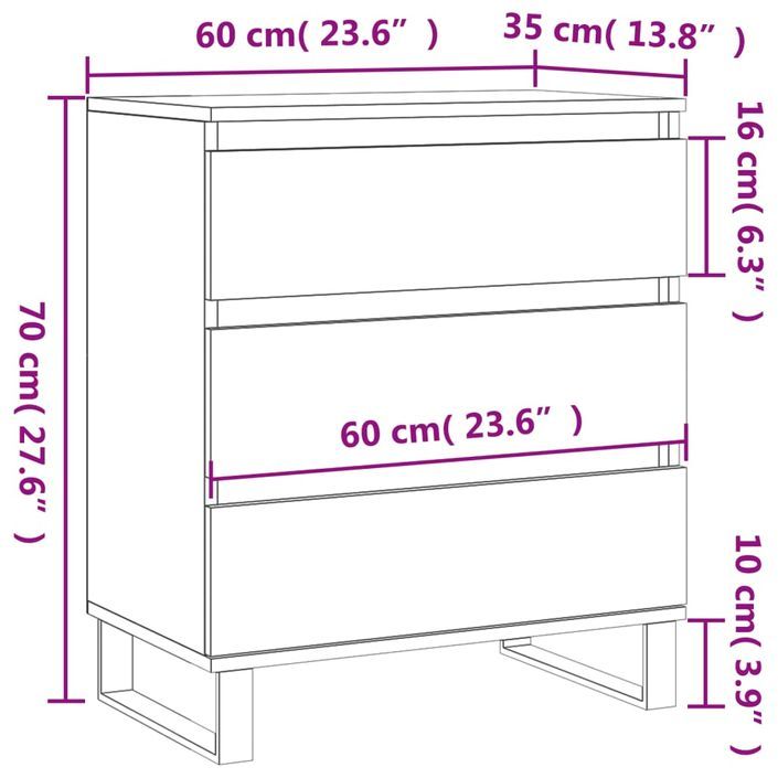 Buffet Gris béton 60x35x70 cm Bois d'ingénierie - Photo n°11