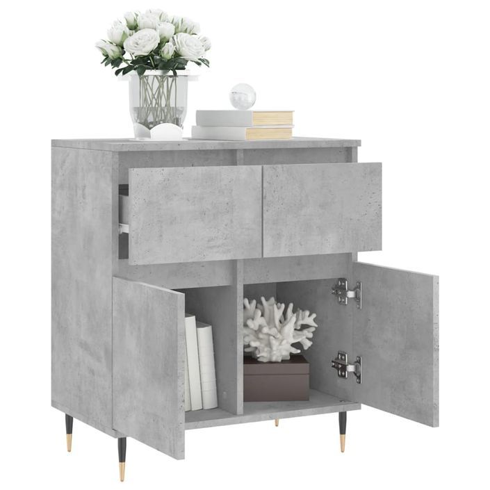 Buffet Gris béton 60x35x70 cm Bois d'ingénierie - Photo n°4