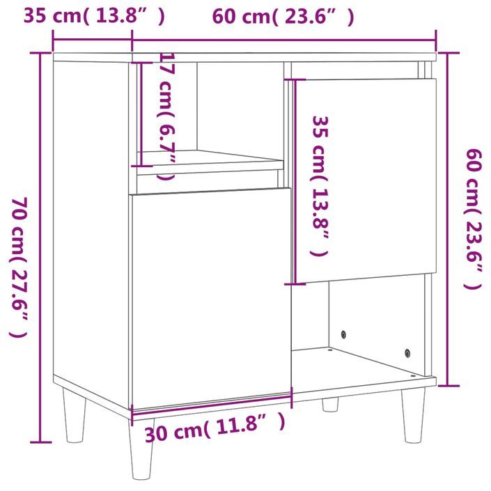 Buffet Gris béton 60x35x70 cm Bois d'ingénierie - Photo n°10