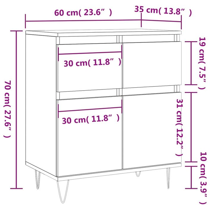 Buffet Gris béton 60x35x70 cm Bois d'ingénierie - Photo n°11