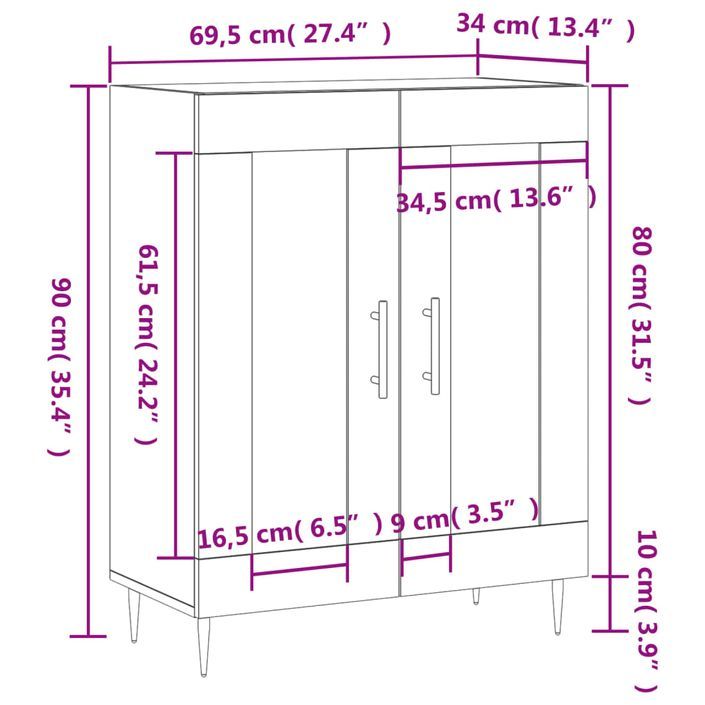 Buffet gris béton 69,5x34x90 cm bois d'ingénierie - Photo n°12