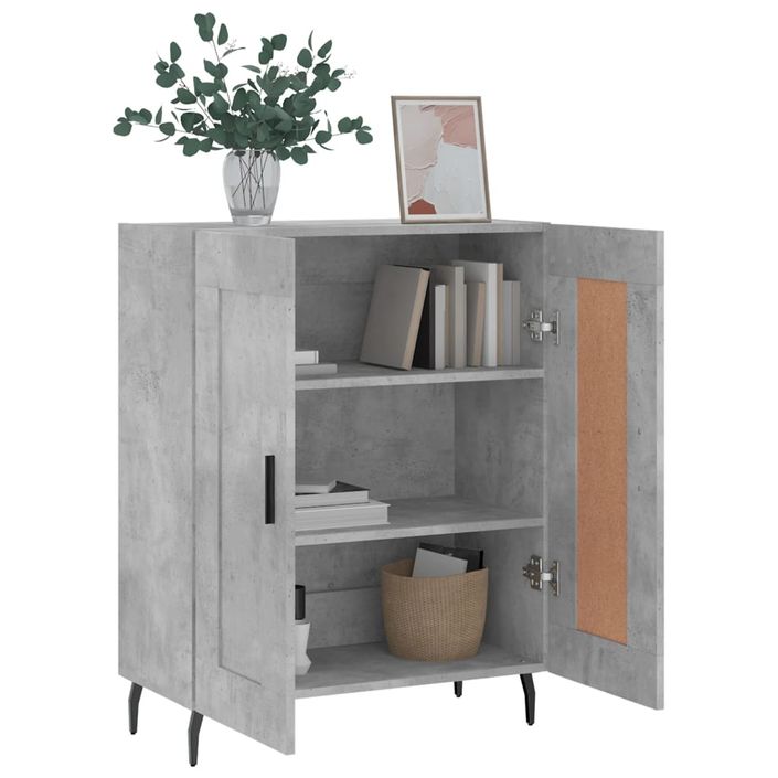 Buffet gris béton 69,5x34x90 cm bois d'ingénierie - Photo n°4