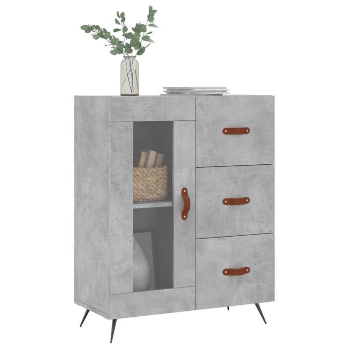 Buffet gris béton 69,5x34x90 cm bois d'ingénierie - Photo n°3