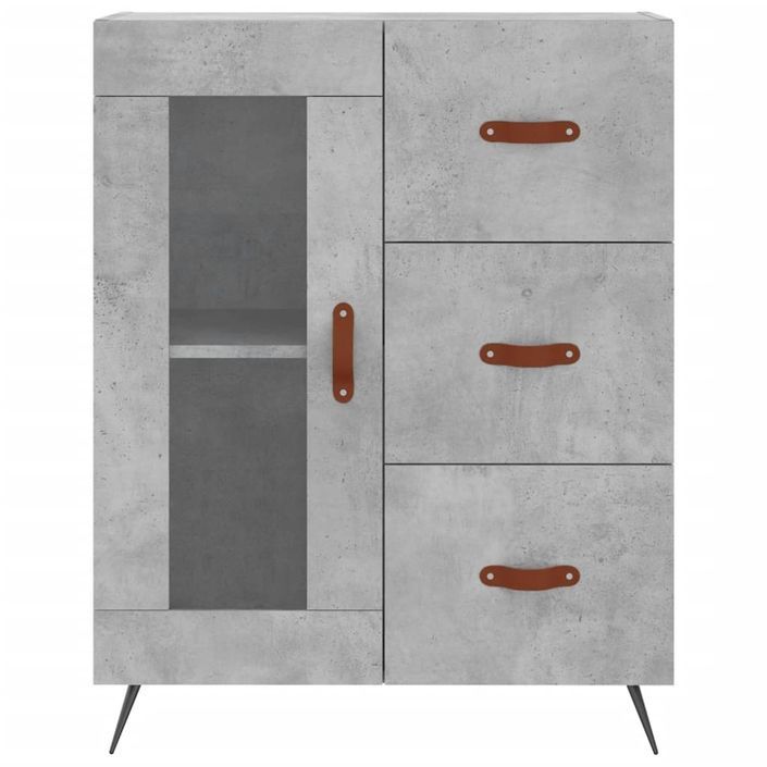 Buffet gris béton 69,5x34x90 cm bois d'ingénierie - Photo n°5