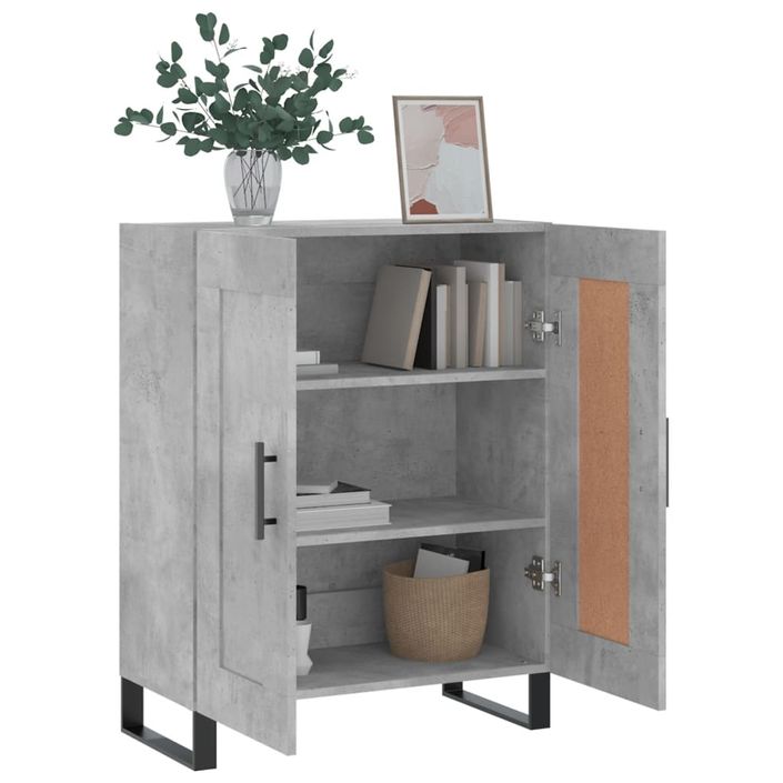 Buffet gris béton 69,5x34x90 cm bois d'ingénierie - Photo n°4