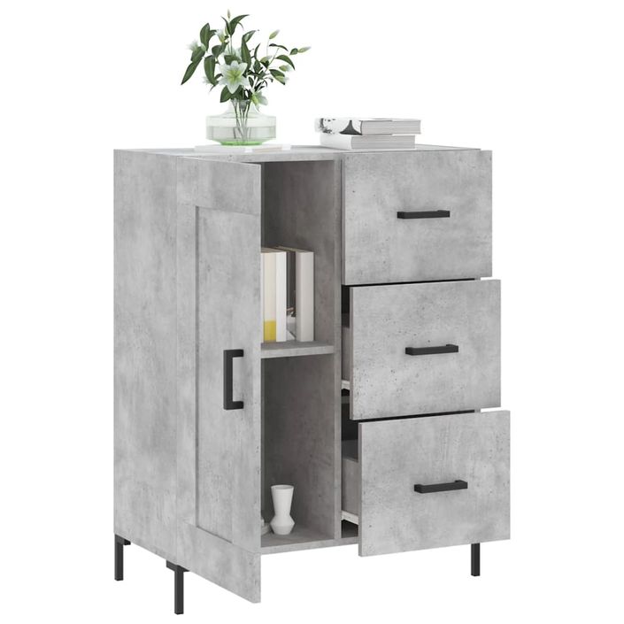 Buffet gris béton 69,5x34x90 cm bois d'ingénierie - Photo n°4