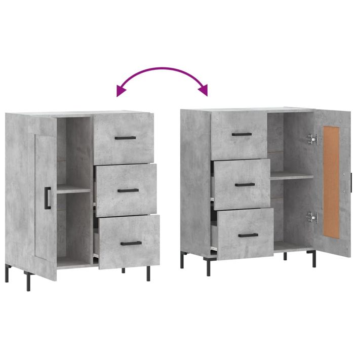 Buffet gris béton 69,5x34x90 cm bois d'ingénierie - Photo n°9