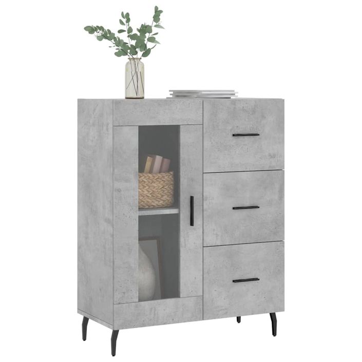 Buffet gris béton 69,5x34x90 cm bois d'ingénierie - Photo n°3