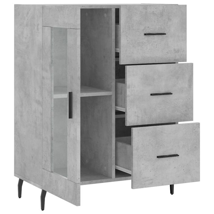 Buffet gris béton 69,5x34x90 cm bois d'ingénierie - Photo n°6