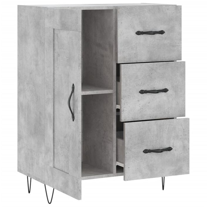 Buffet gris béton 69,5x34x90 cm bois d'ingénierie - Photo n°6