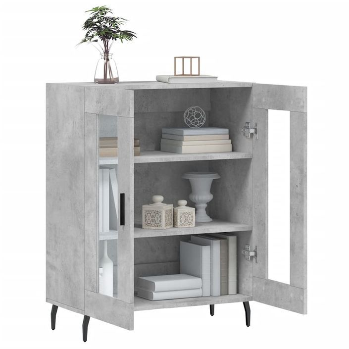 Buffet gris béton 69,5x34x90 cm bois d'ingénierie - Photo n°4