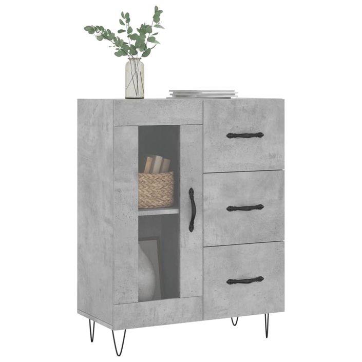 Buffet gris béton 69,5x34x90 cm bois d'ingénierie - Photo n°3