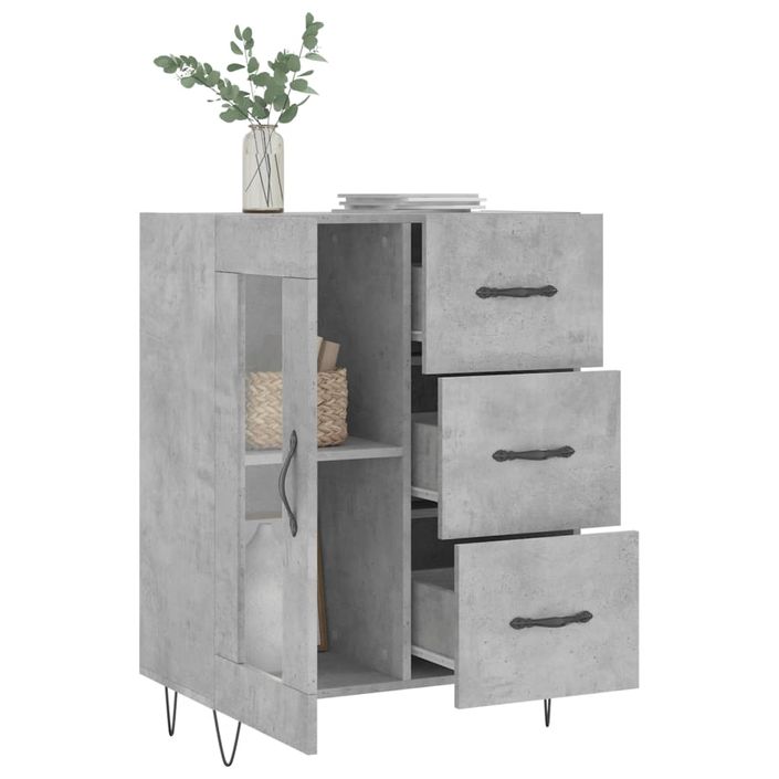 Buffet gris béton 69,5x34x90 cm bois d'ingénierie - Photo n°4