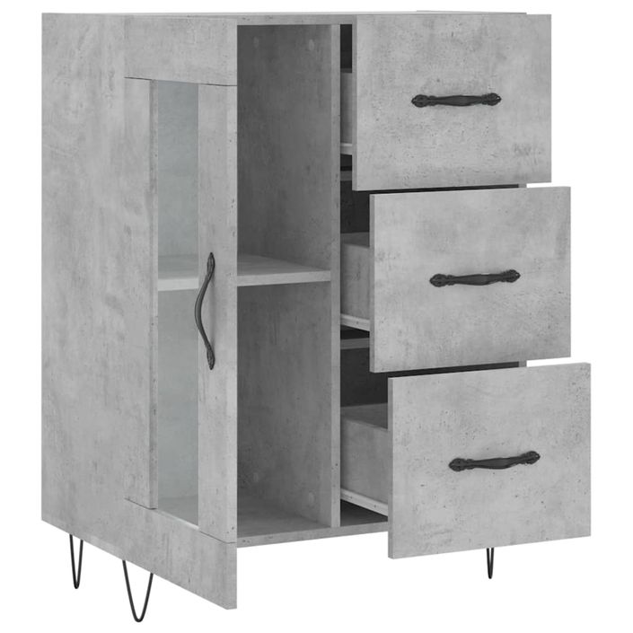 Buffet gris béton 69,5x34x90 cm bois d'ingénierie - Photo n°6