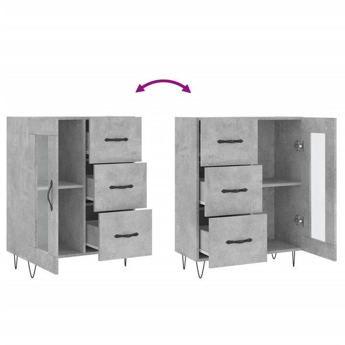 Buffet gris béton 69,5x34x90 cm bois d'ingénierie - Photo n°9